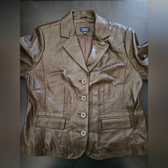 NWT - Lambskin Leather Sonoma Brown Blazer Jacket - Size XL - Picture 6 of 10